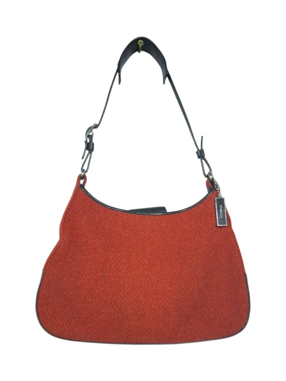 Coach Y2K Rust Red Shoulder Bag with Sharm Tweed Rush Red And Brown Handbag 8125
